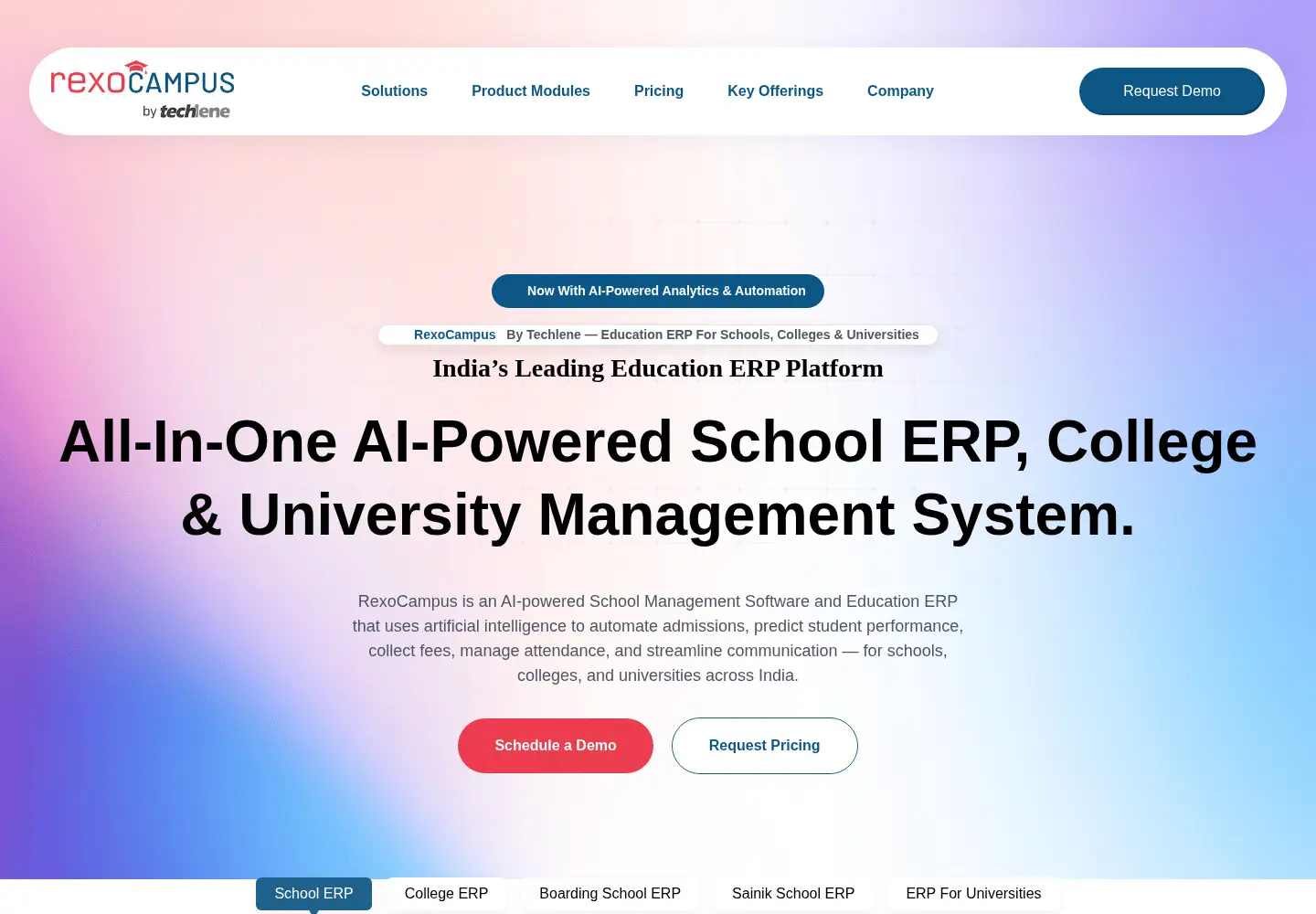 Captured homepage of rexocampus.com in the current scan