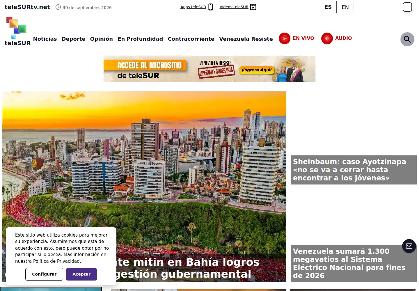Screenshot of telesurtv.net