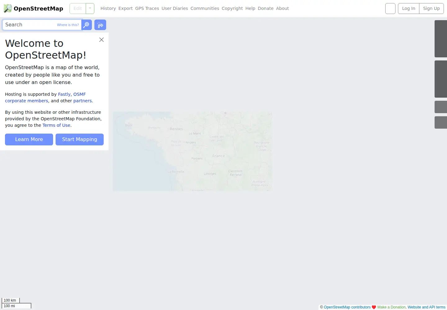 Screenshot of osm.org