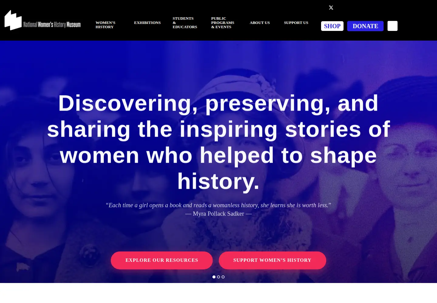 Screenshot of womenshistory.org