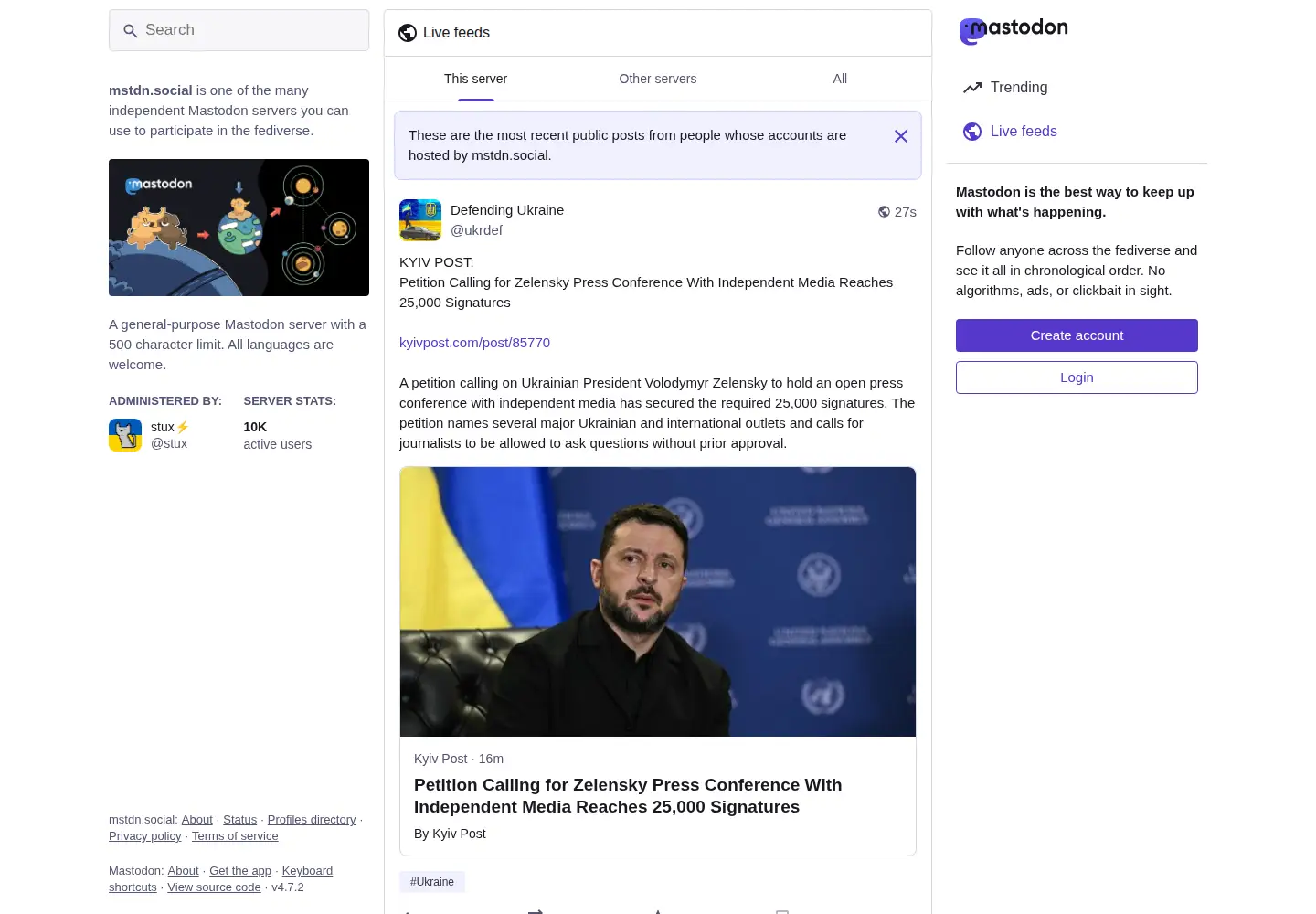 Screenshot of mstdn.social