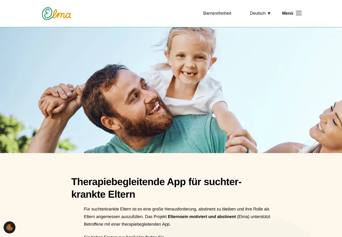 Captured homepage of elma-app.de in the current scan
