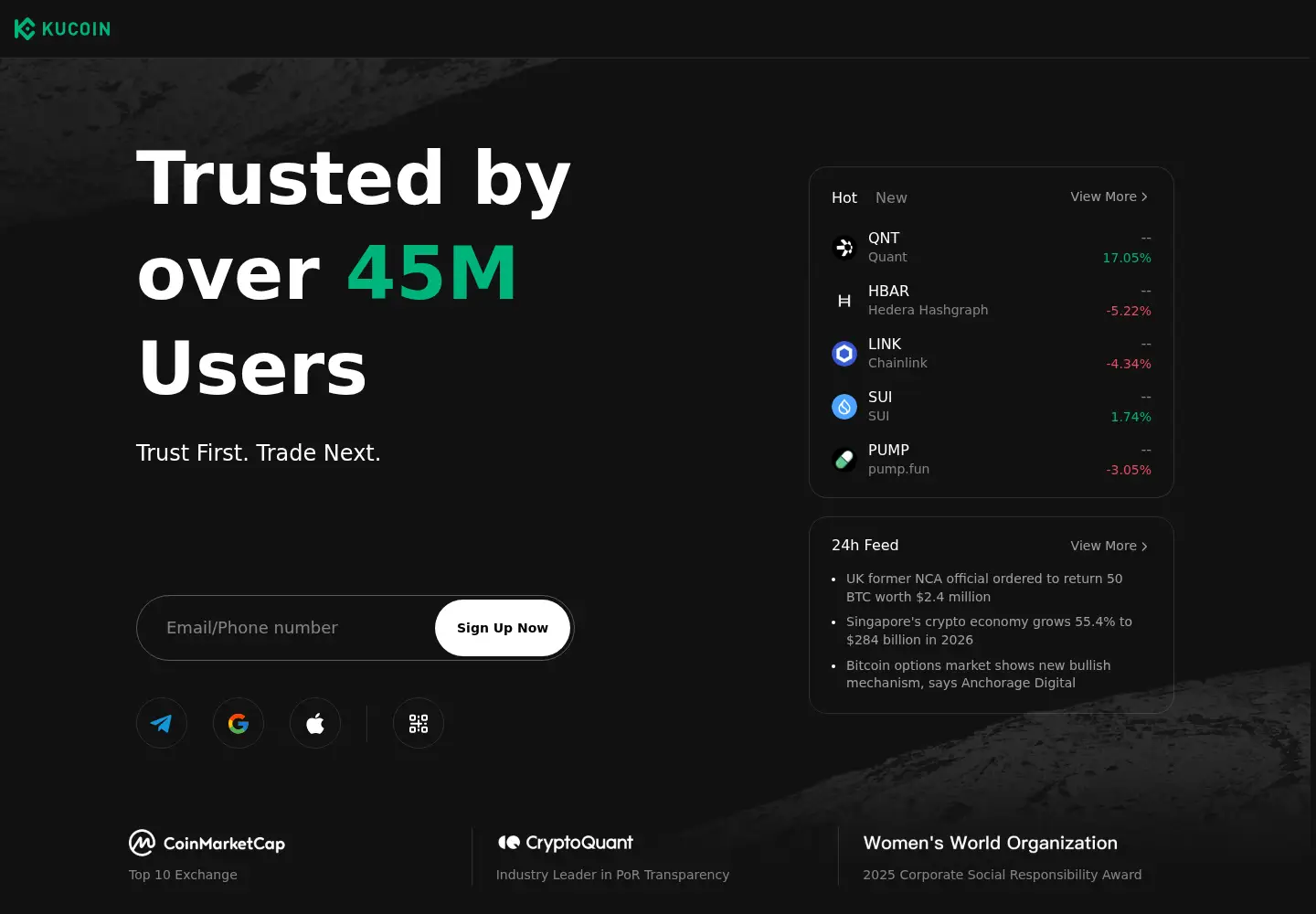 Screenshot of kucoin.com