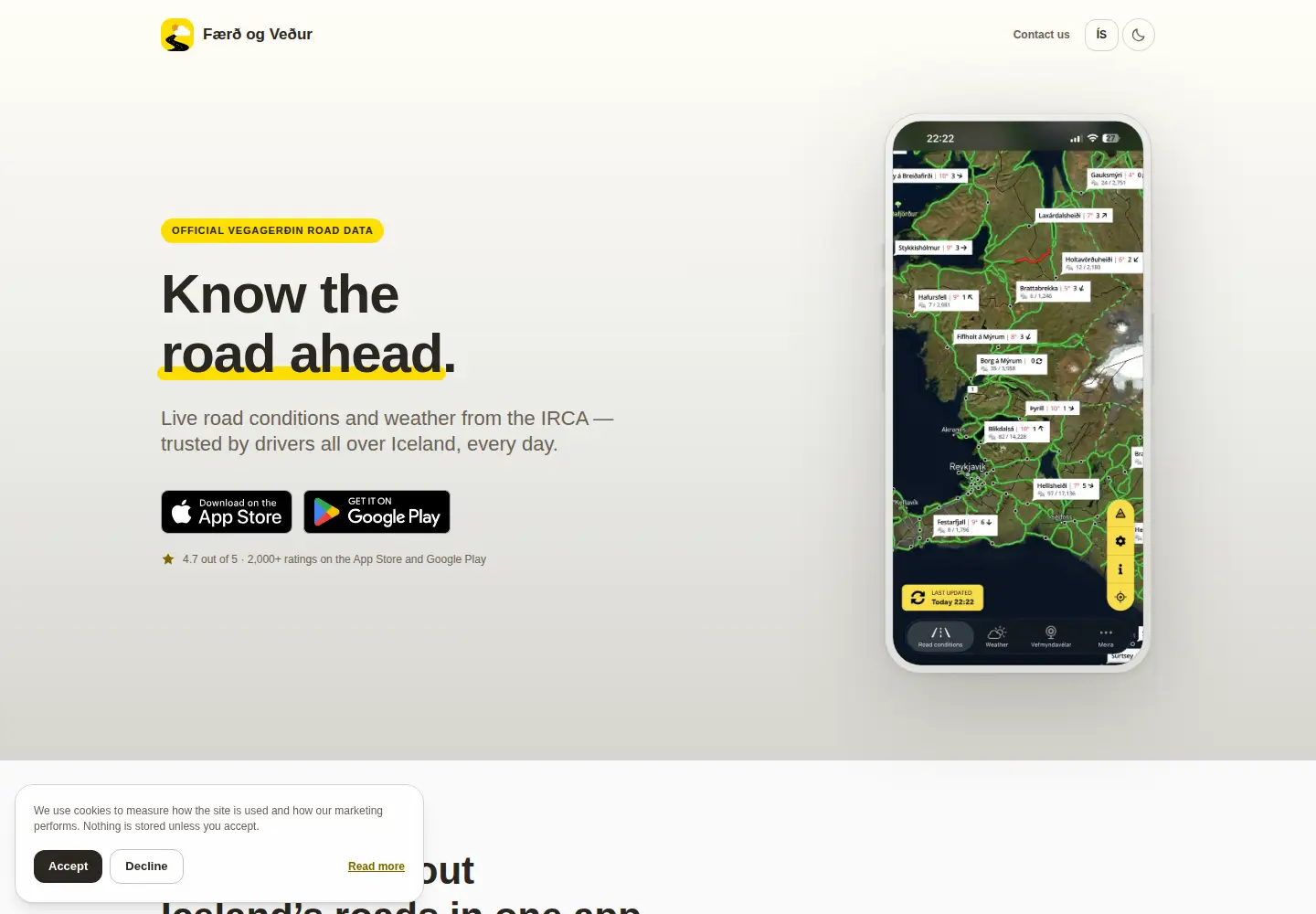 Captured homepage of faerdogvedur.is in the current scan