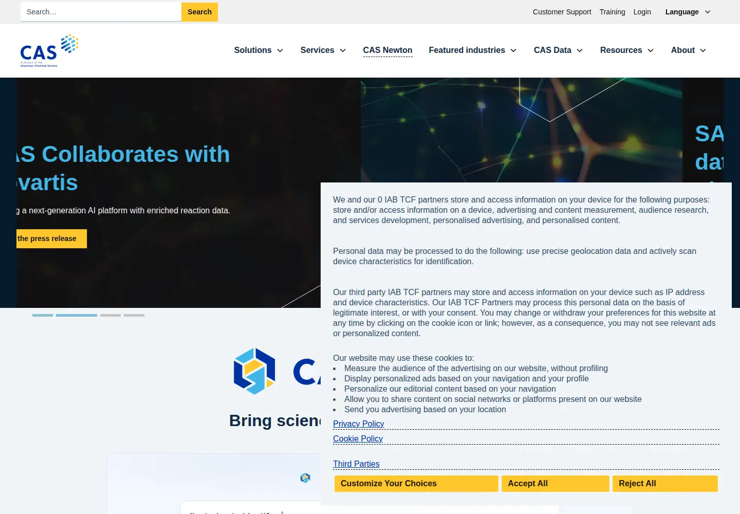 Screenshot of cas.org
