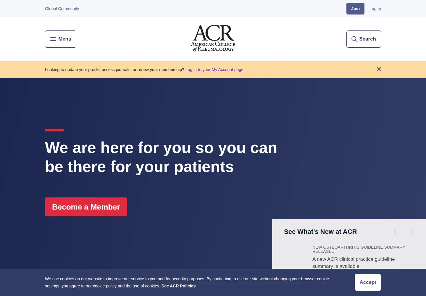 Screenshot of rheumatology.org