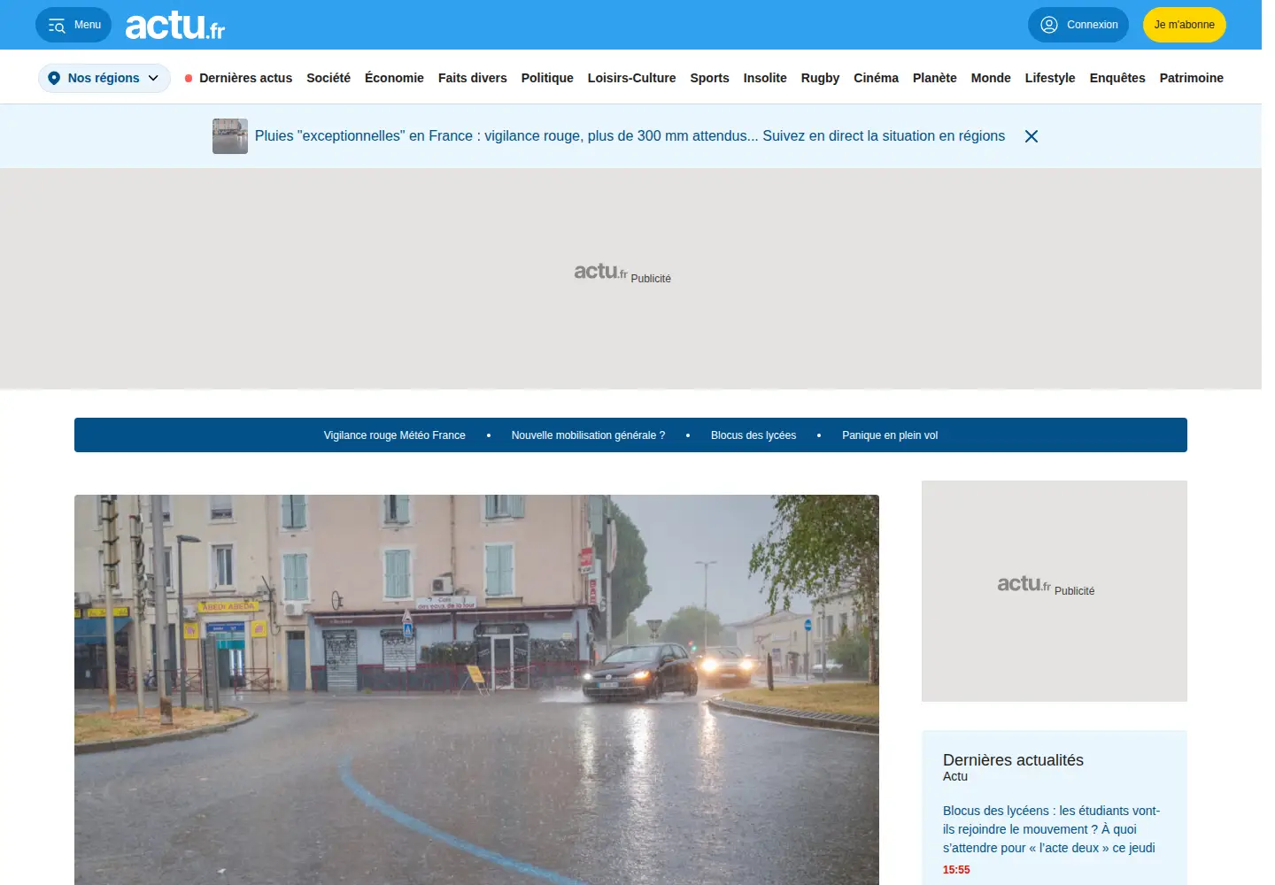 Screenshot of actu.fr