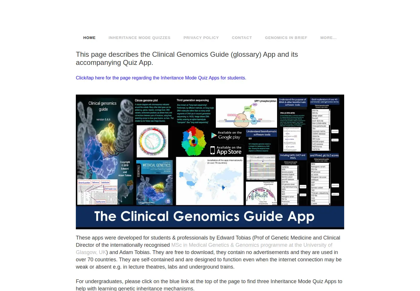 Captured homepage of genomicsapps.org in the current scan