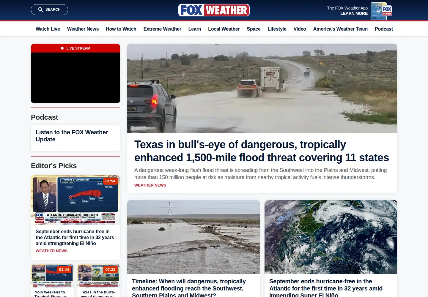 Screenshot of foxweather.com