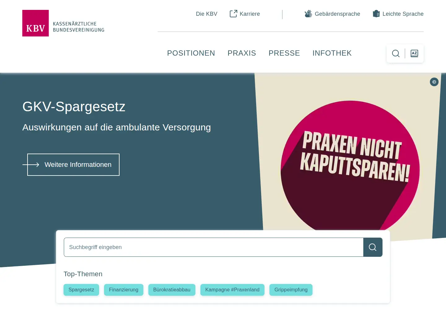 Screenshot of kbv.de