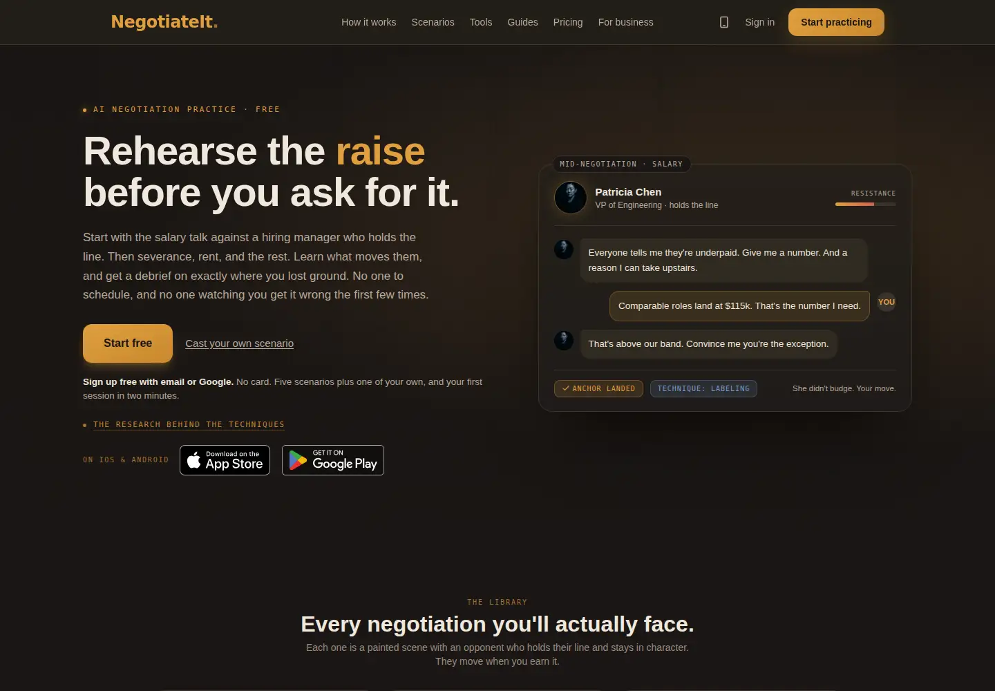Screenshot of negotiateit.ai