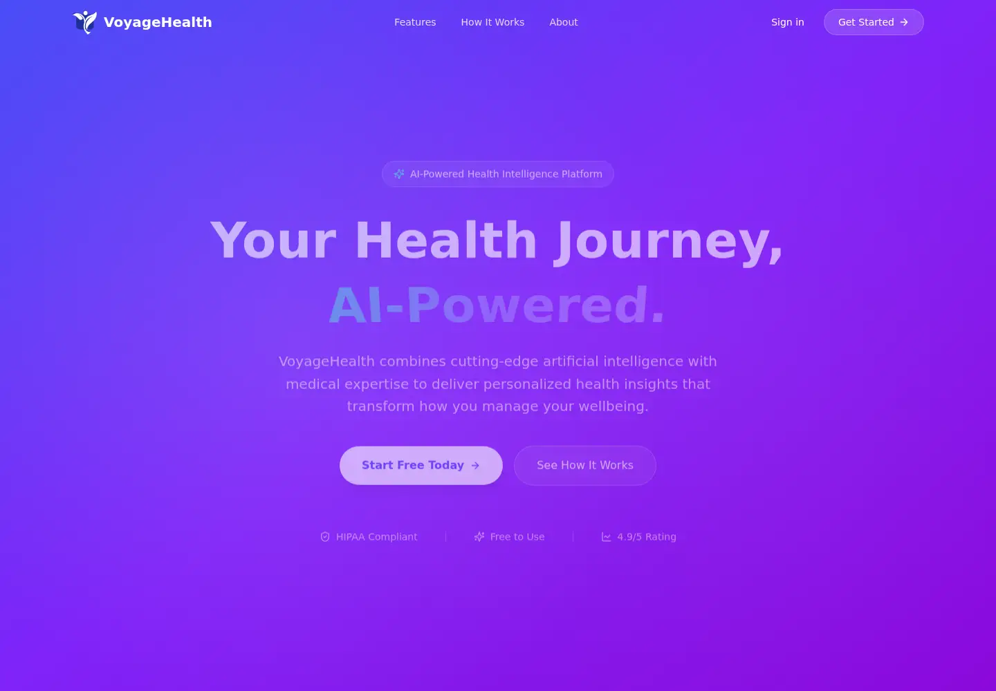 Screenshot of voyagehealth.ai