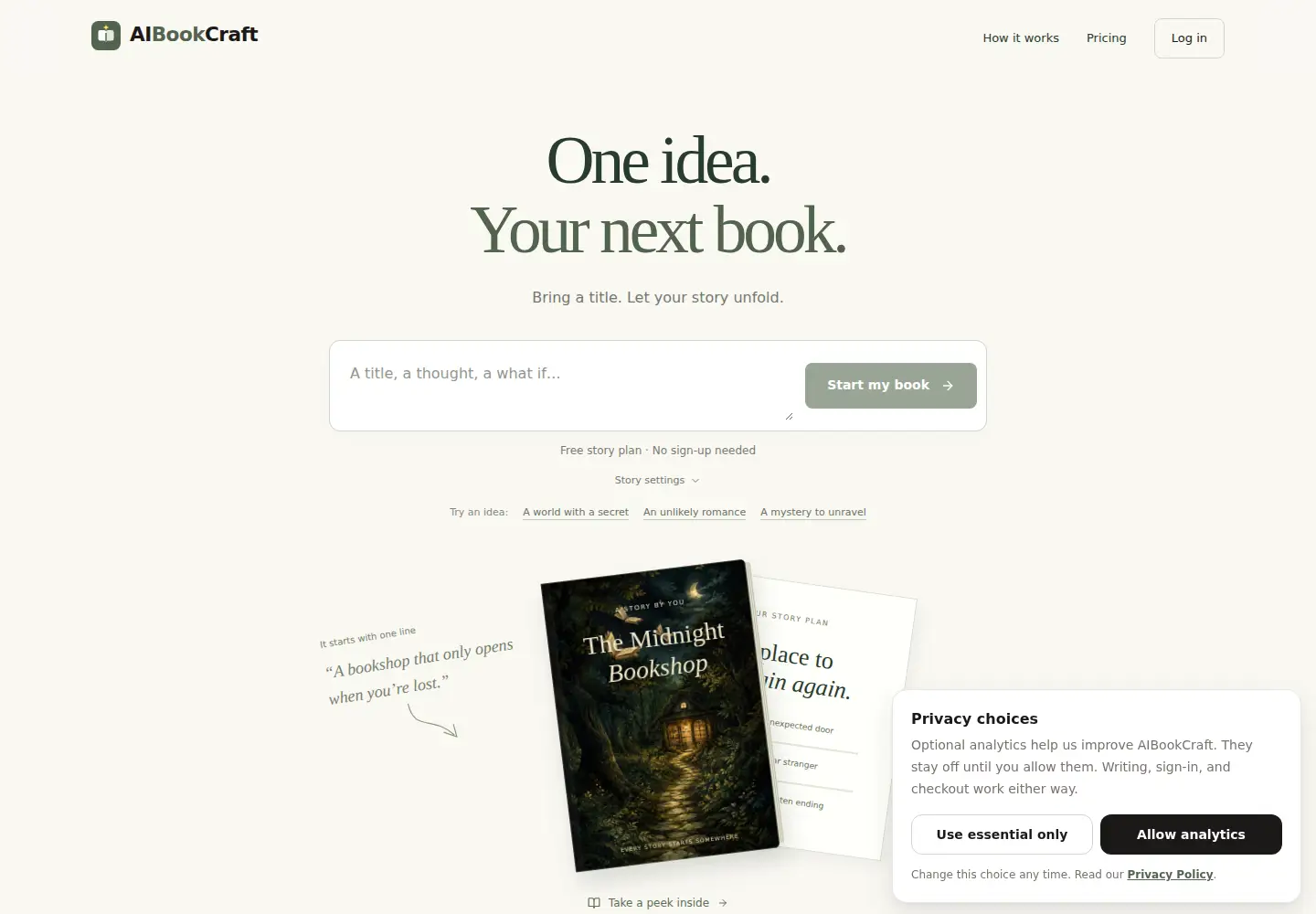 Screenshot of aibookcraft.app