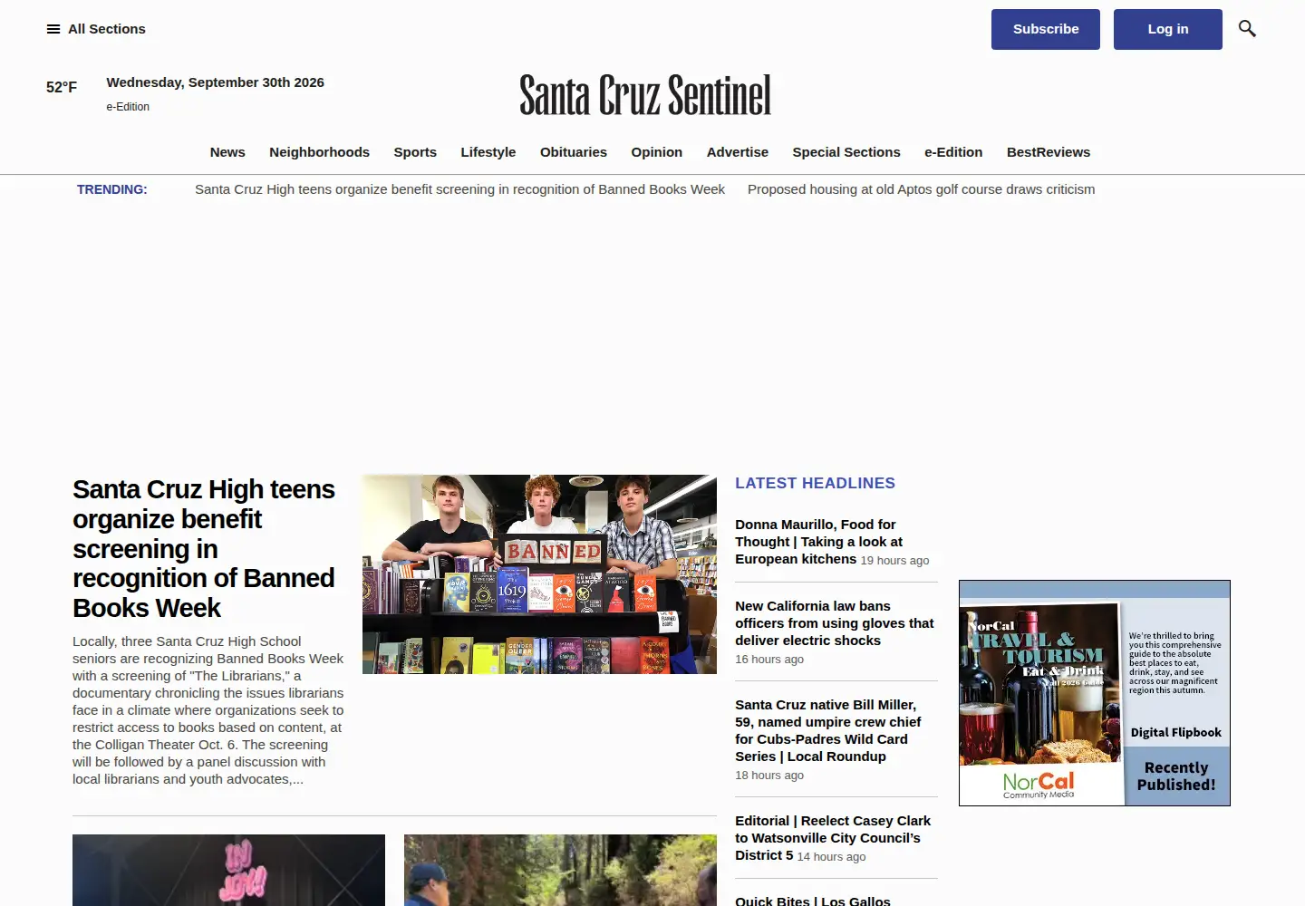 Screenshot of santacruzsentinel.com