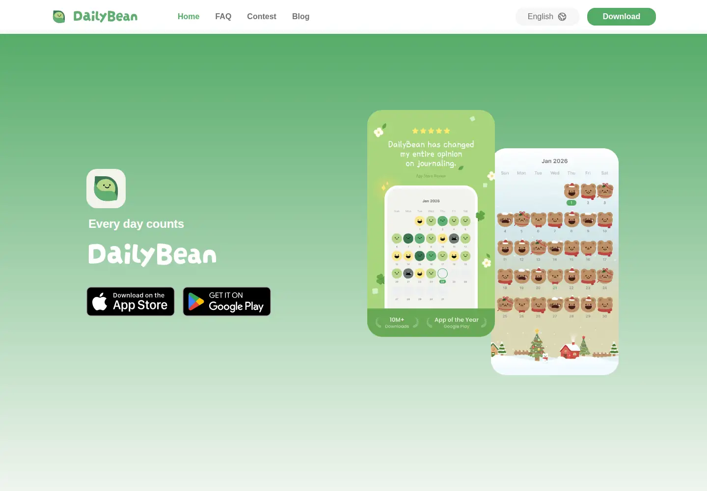 Captured homepage of dailybean.app in the current scan