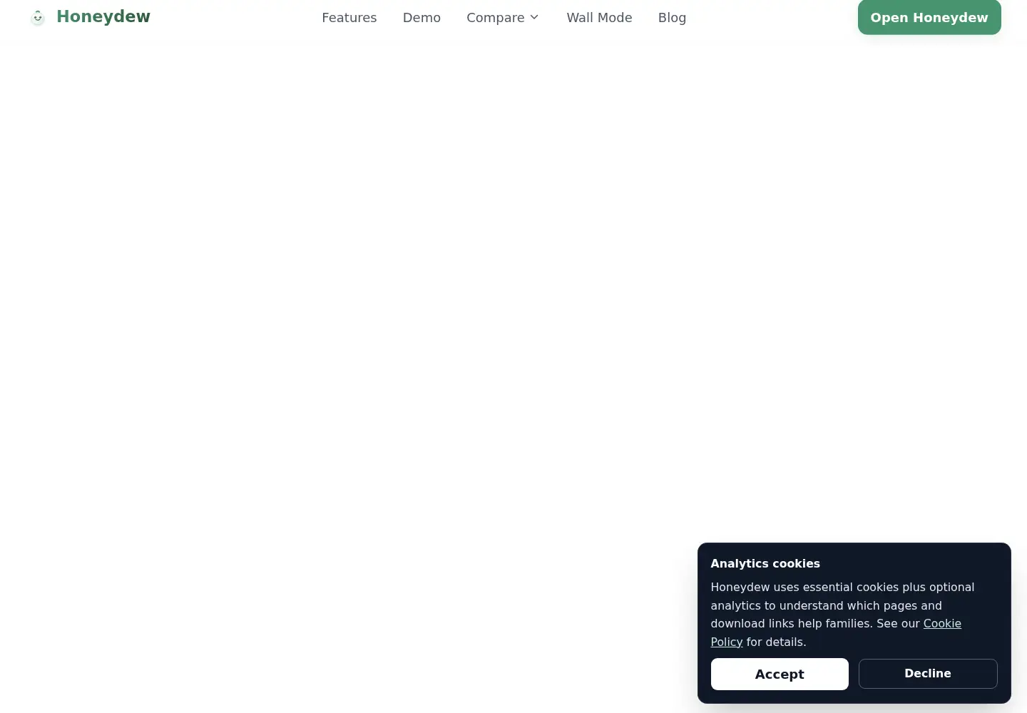 Screenshot of gethoneydew.app