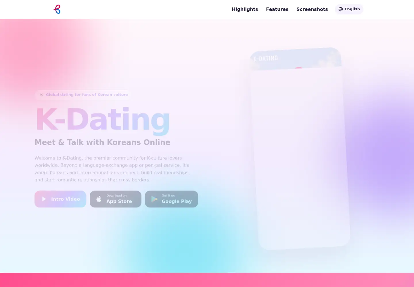 Captured homepage of kdating.app in the current scan