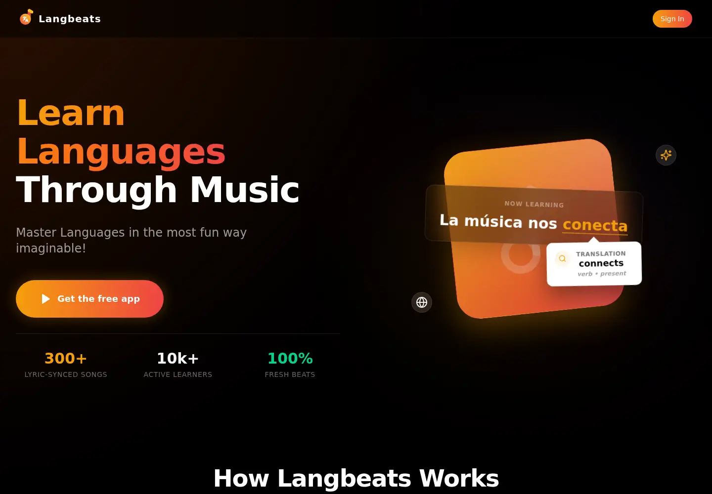 Screenshot of langbeats.app
