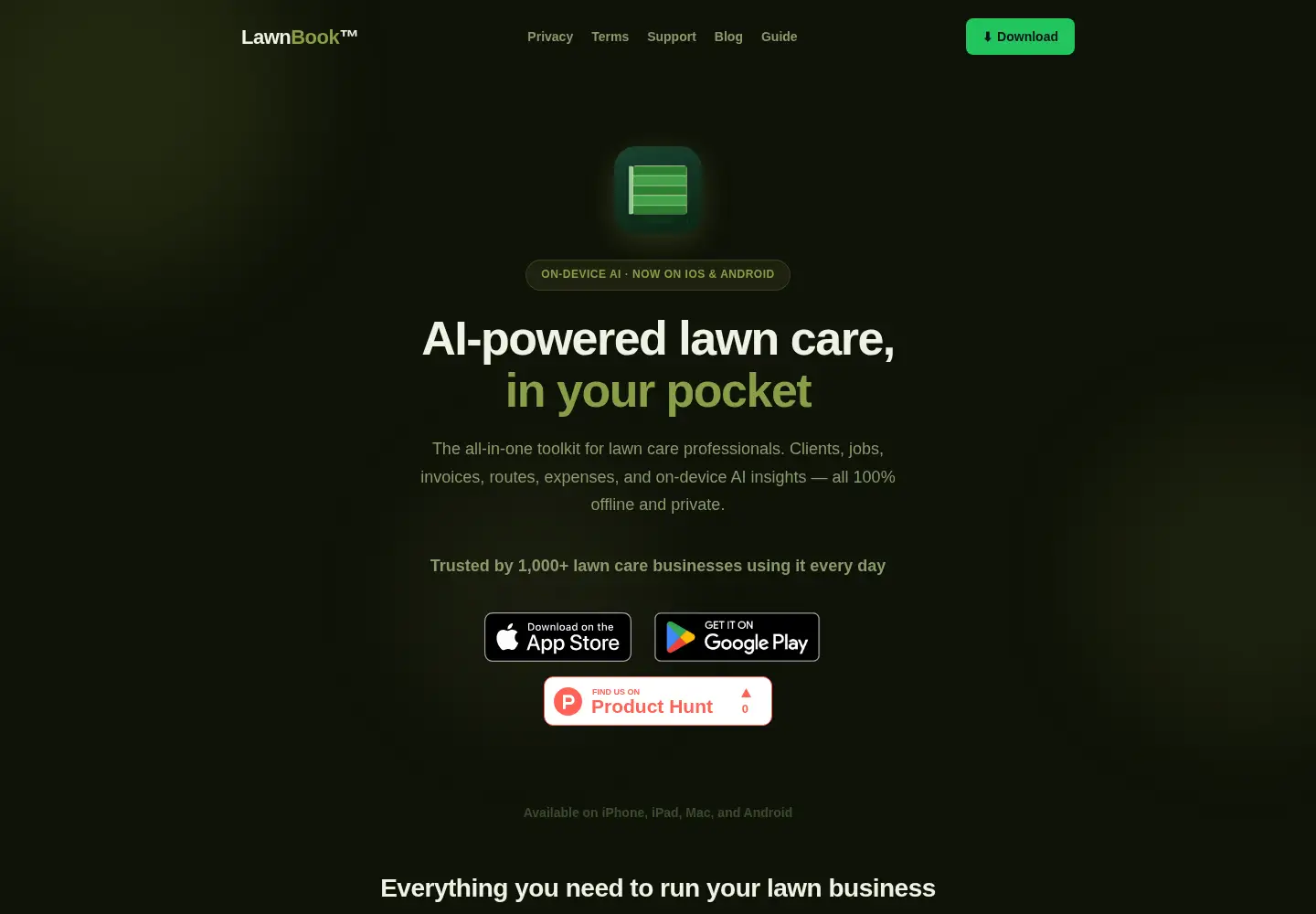 Screenshot of lawnbook.app