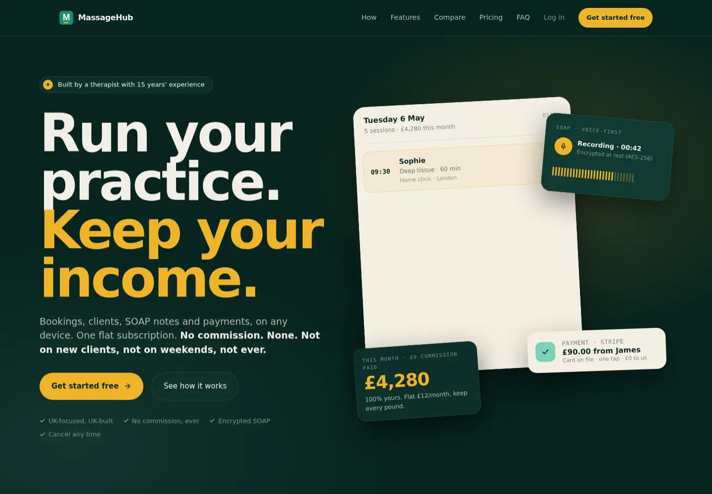 Screenshot of massagehub.app