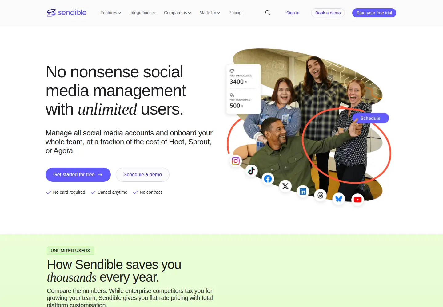 Screenshot of sendible.com