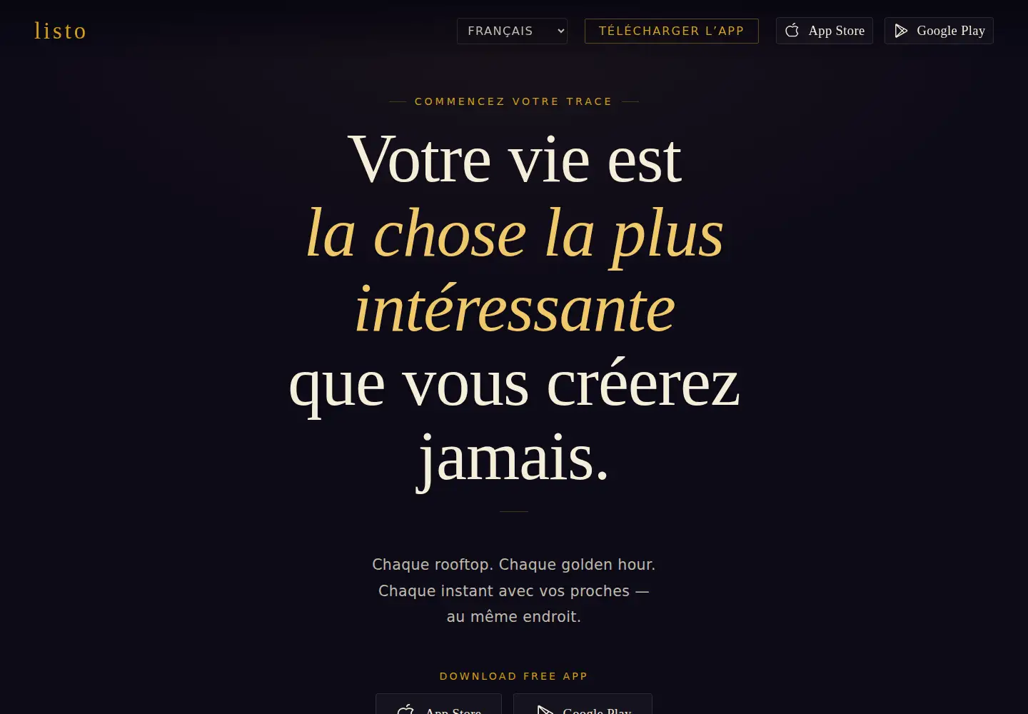 Screenshot of mylisto.app
