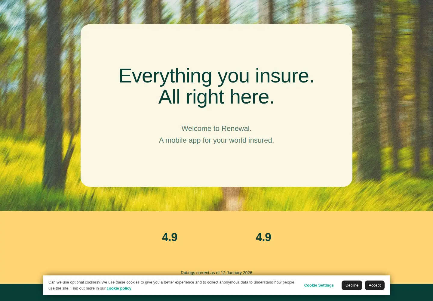 Screenshot of myrenewal.app