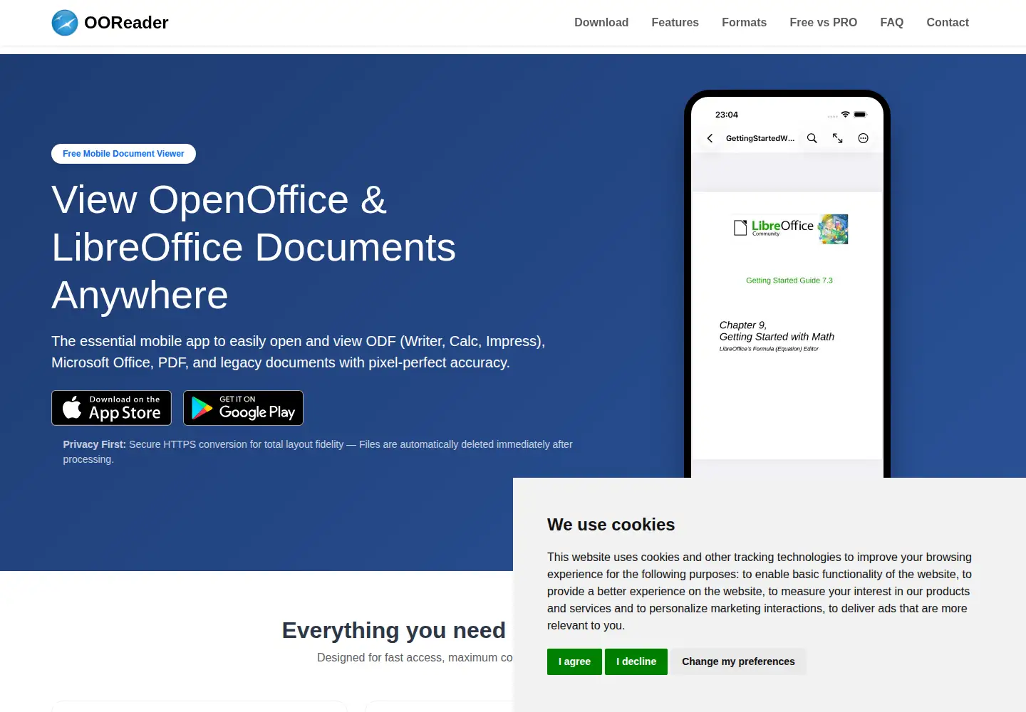 Captured homepage of ooreader.app in the current scan
