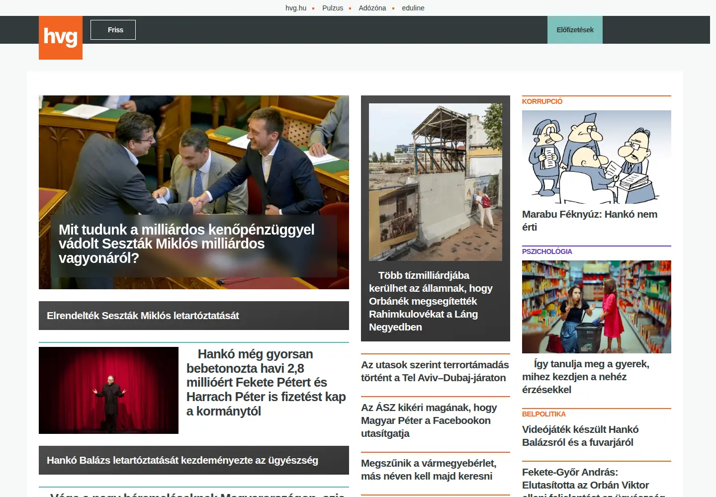 Screenshot of hvg.hu