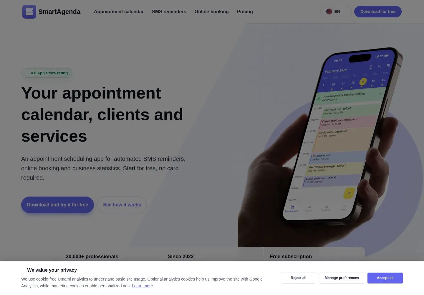 Screenshot of smartagenda.app