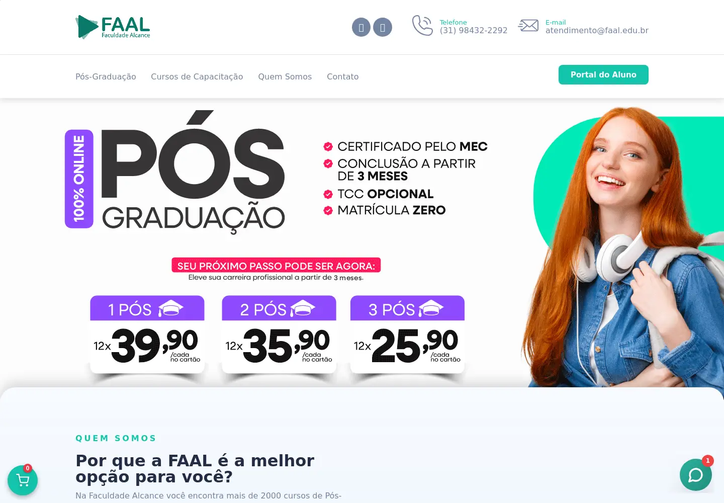 Captured homepage of faal.edu.br in the current scan