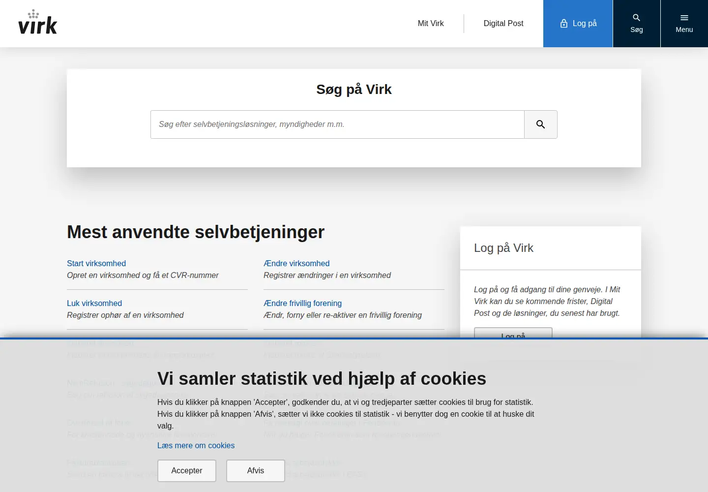 Screenshot of virk.dk