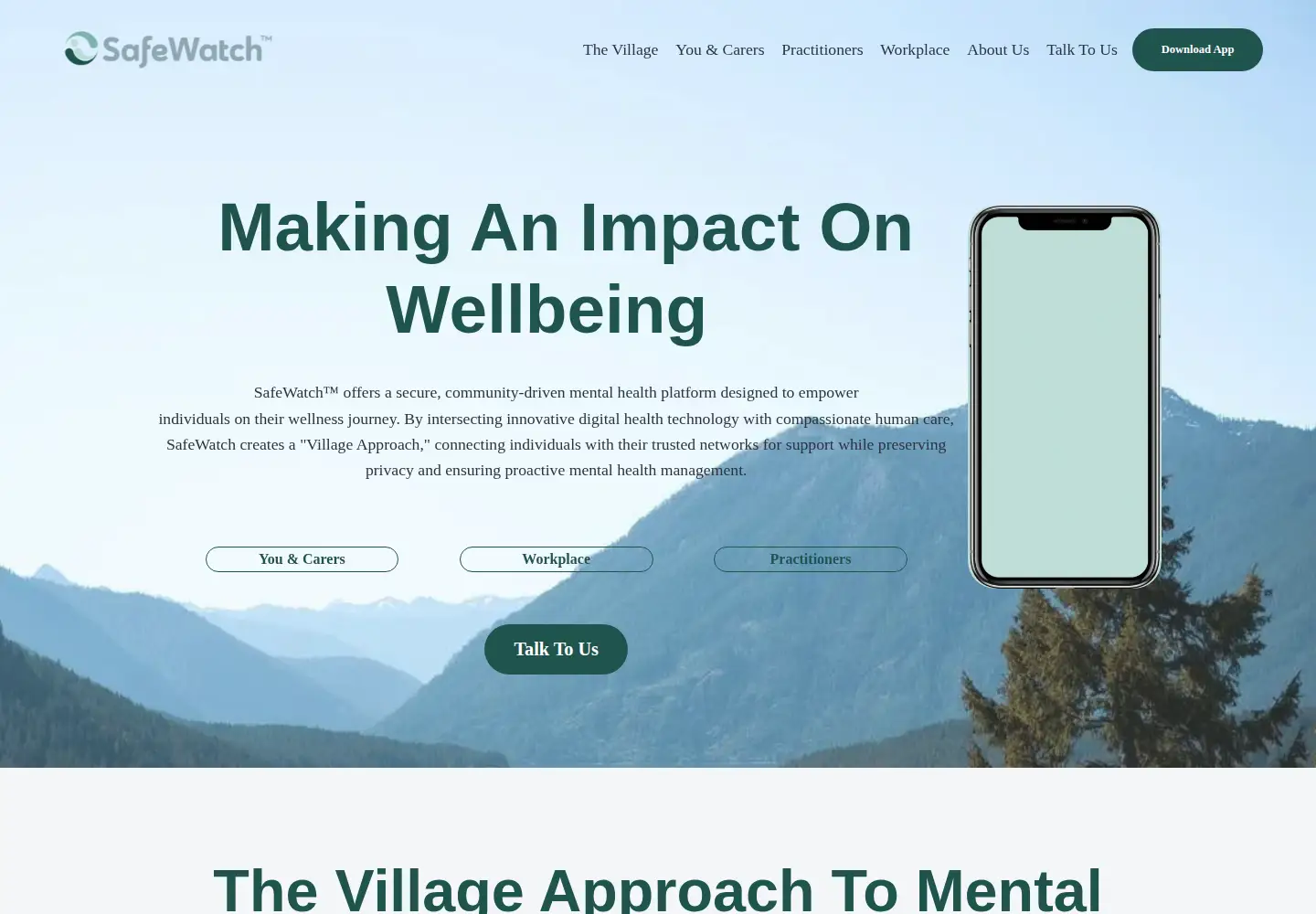 Captured homepage of safewatch.care in the current scan