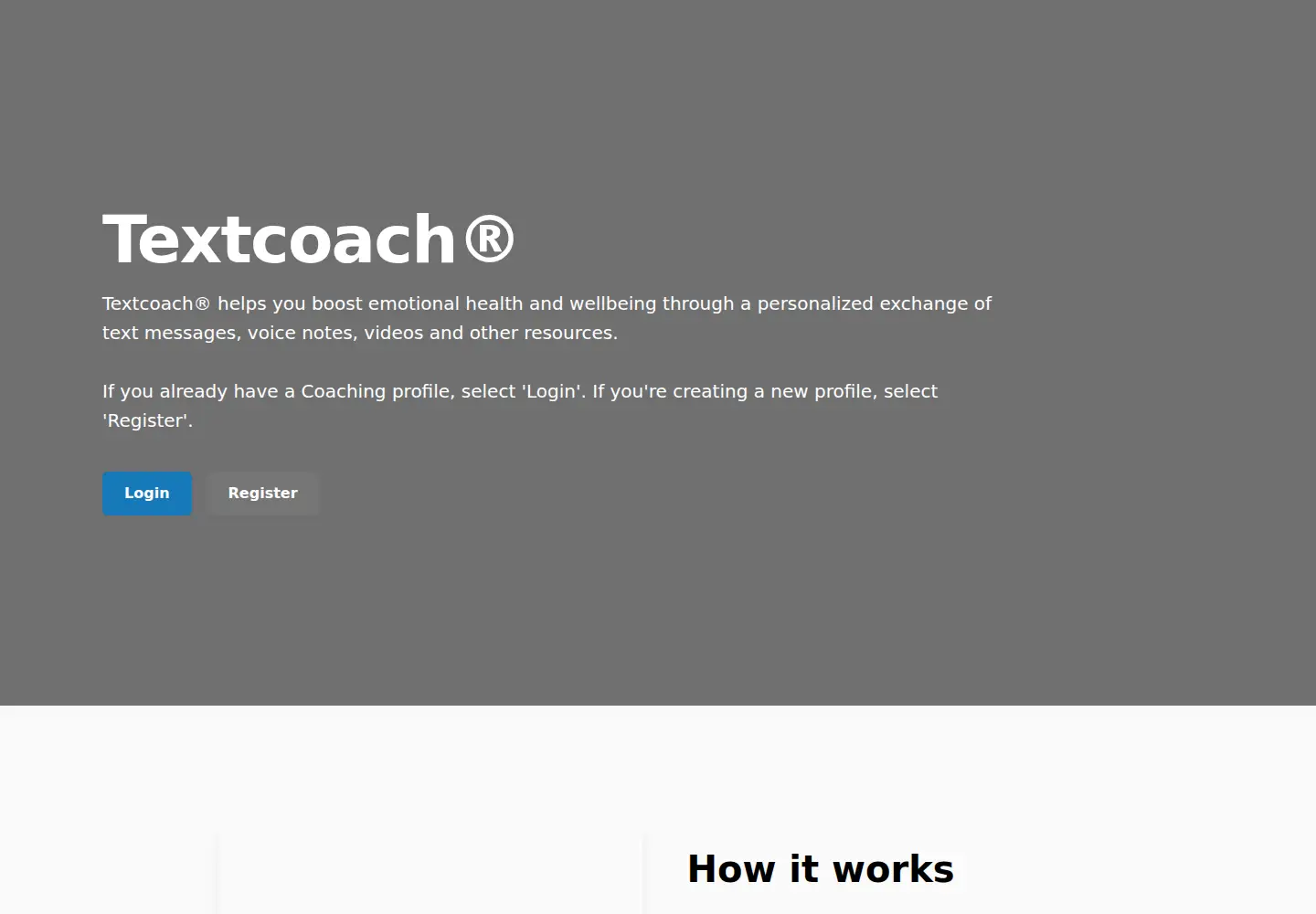 Captured homepage of text.coach in the current scan