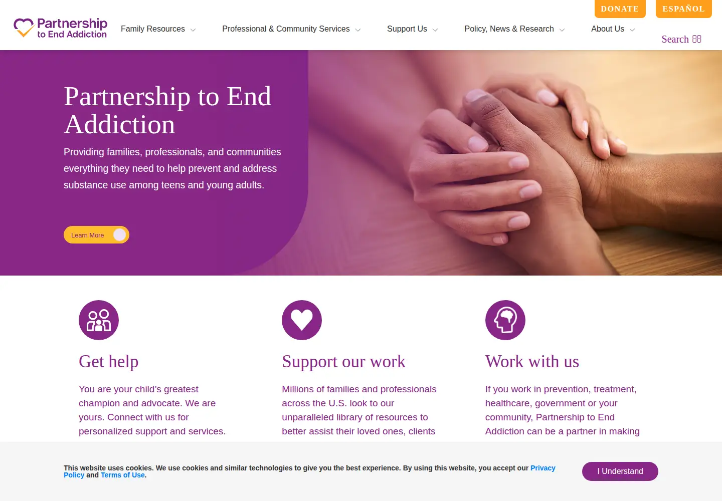Screenshot of drugfree.org