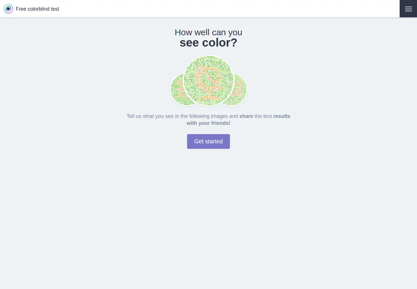 Screenshot of areyoucolorblind.com