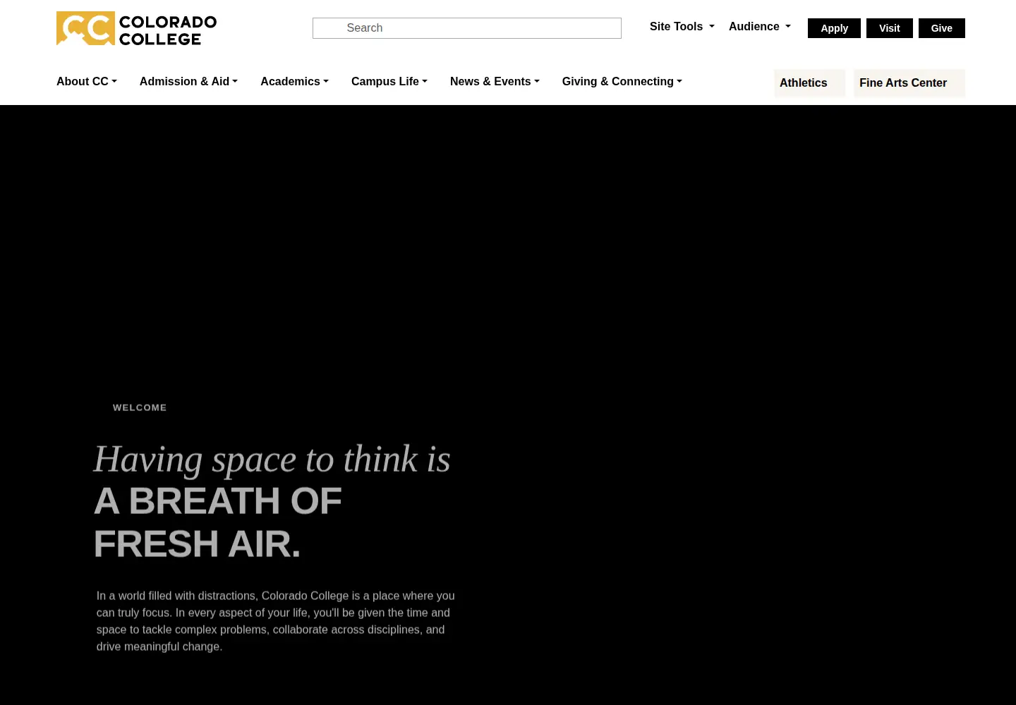 Screenshot of coloradocollege.edu
