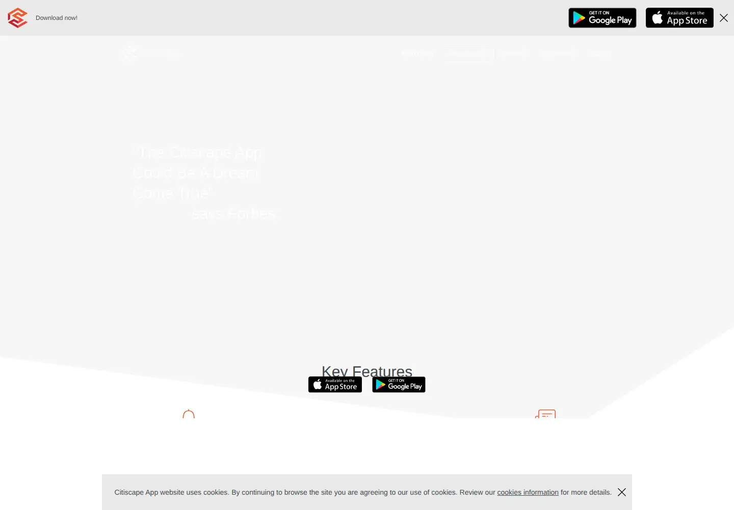 Captured homepage of citiscapeapp.com in the current scan