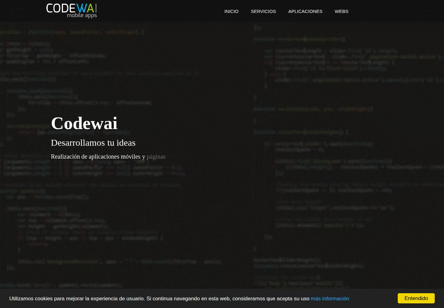 Captured homepage of codewai.com in the current scan