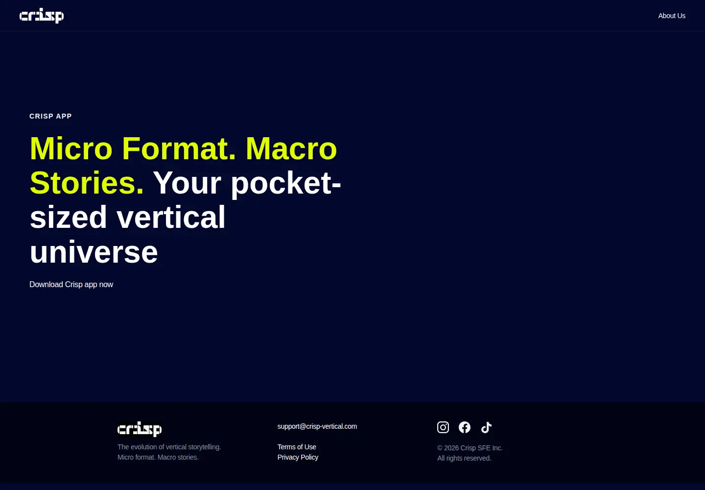 Captured homepage of crisp-vertical.com in the current scan
