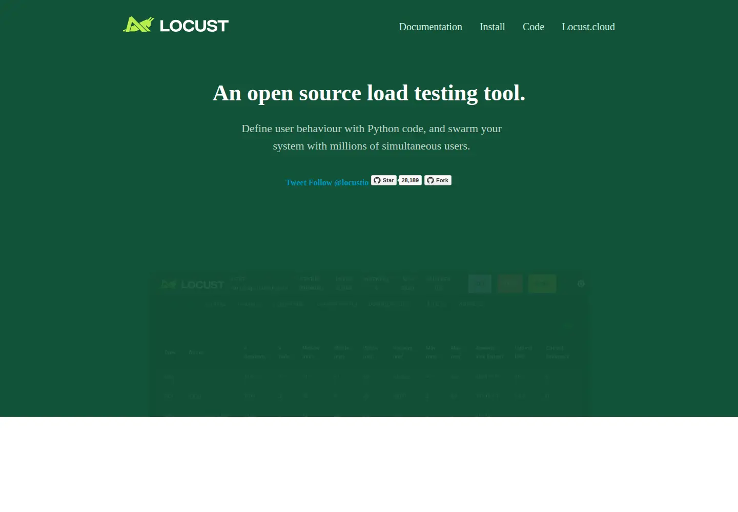 Screenshot of locust.io