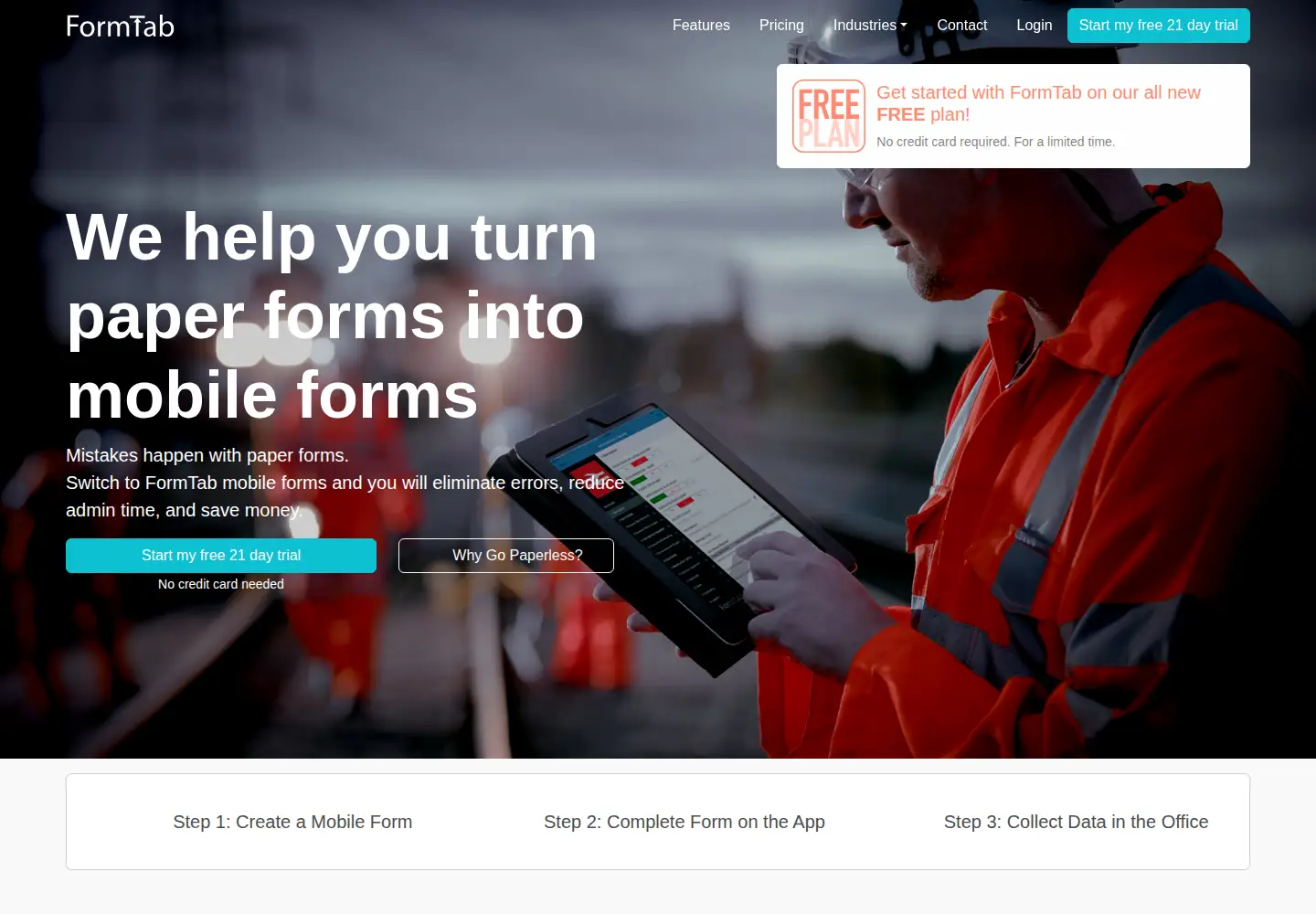 Captured homepage of formtabapp.com in the current scan