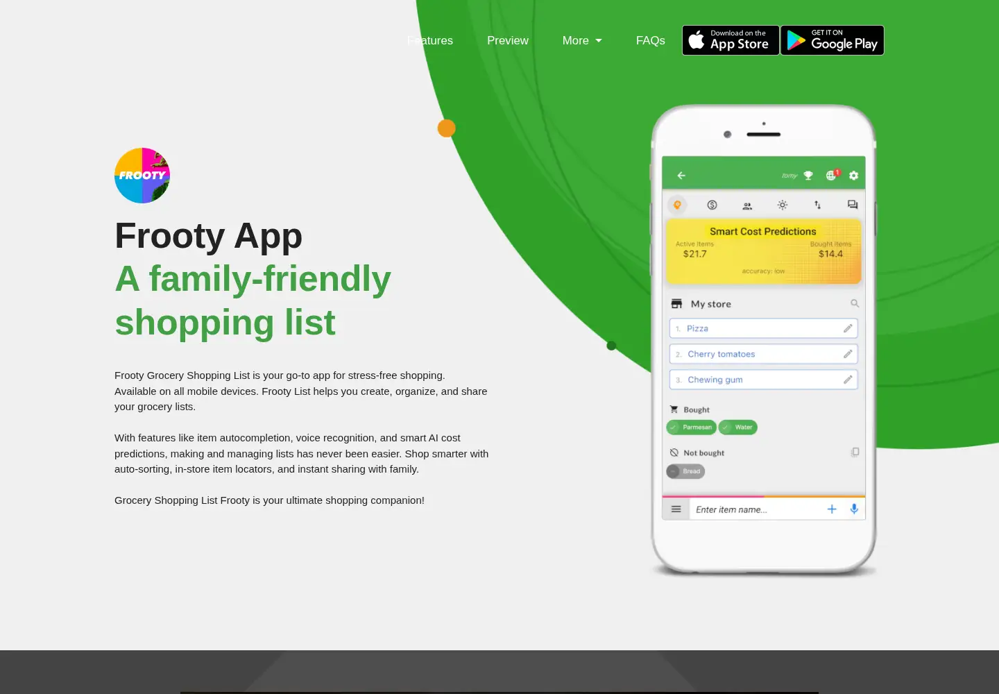 Captured homepage of frootyapp.com in the current scan