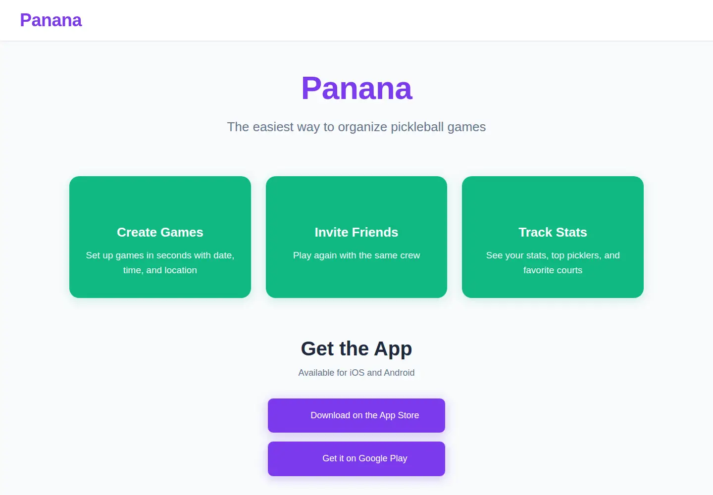 Screenshot of getpanana.com