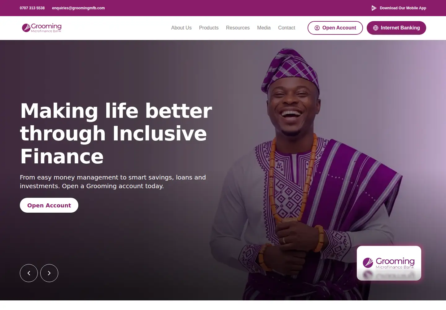 Screenshot of groomingmfb.com
