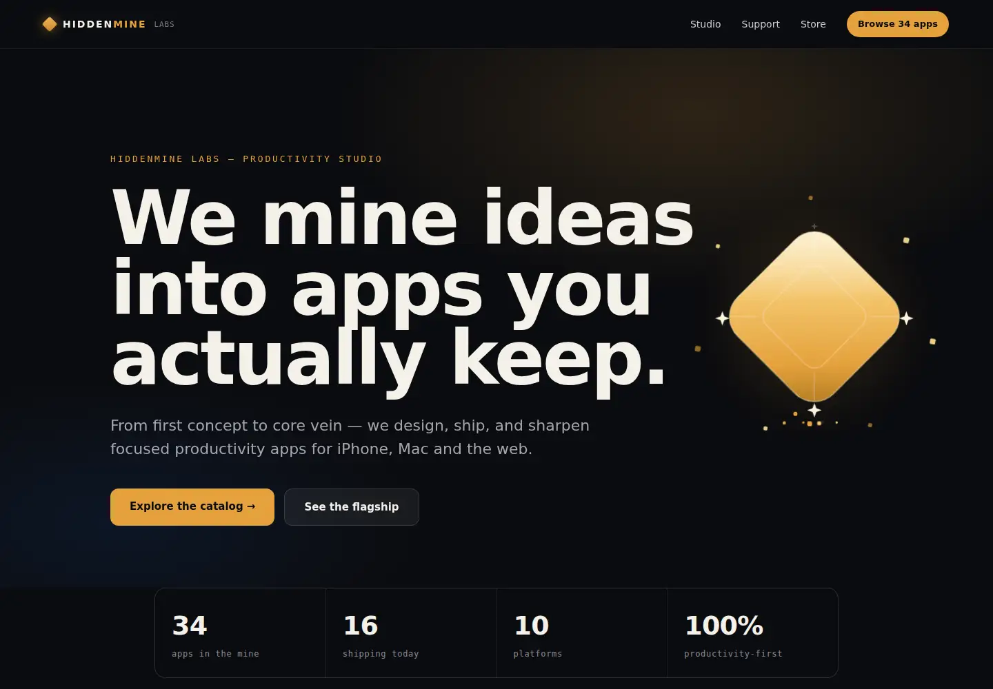 Captured homepage of hiddenmine.com in the current scan