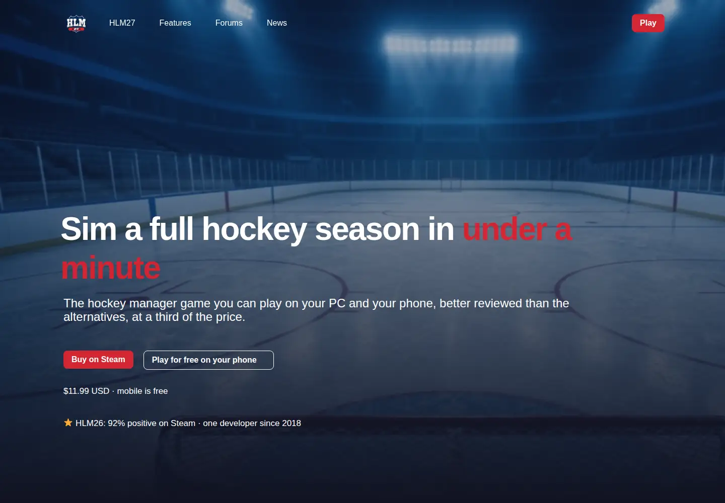 Captured homepage of hockeylegacymanager.com in the current scan