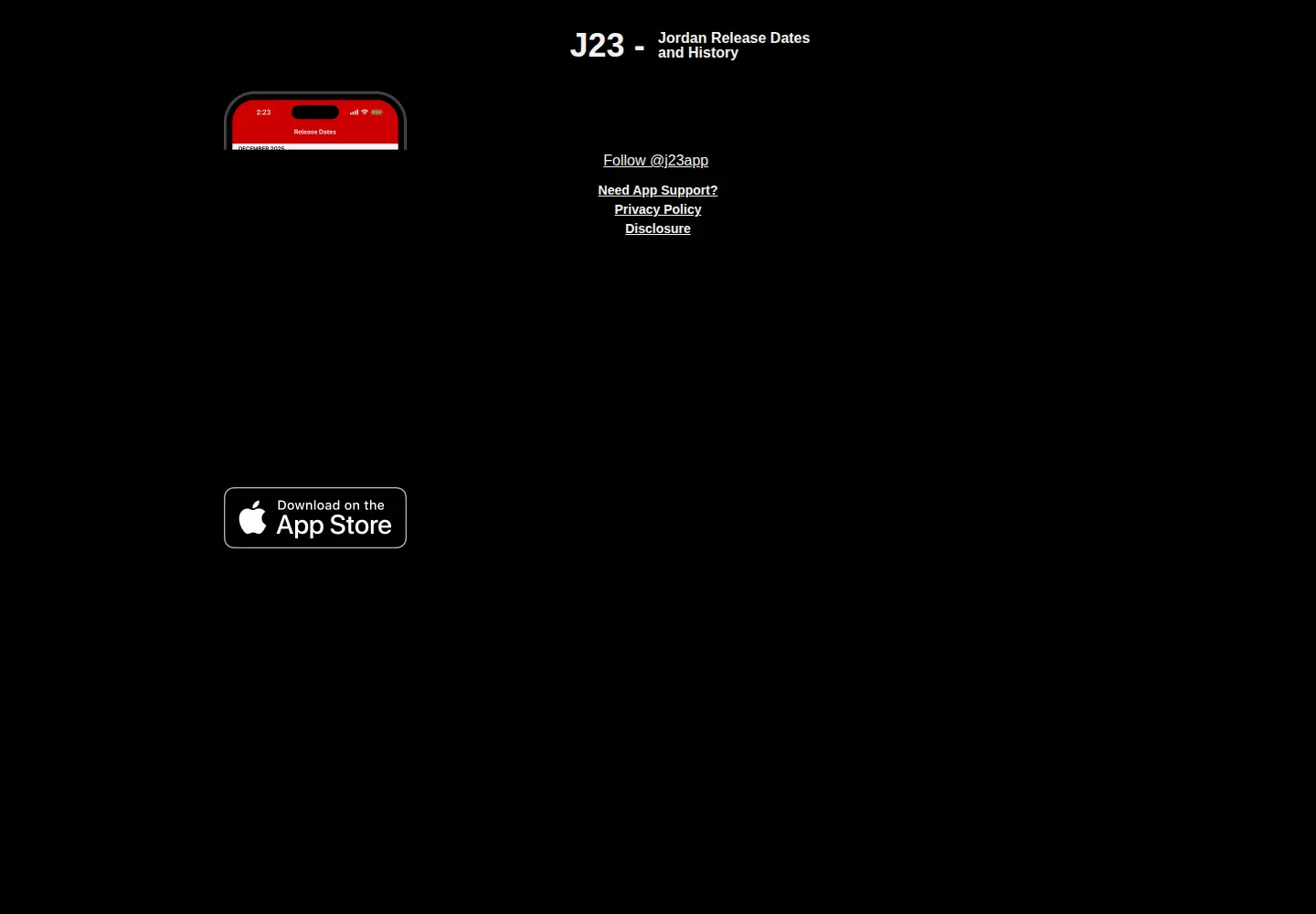 Captured homepage of j23app.com in the current scan