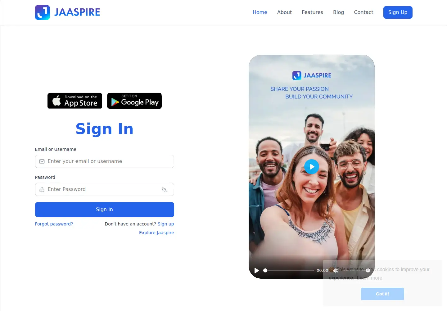 Captured homepage of jaaspire.com in the current scan