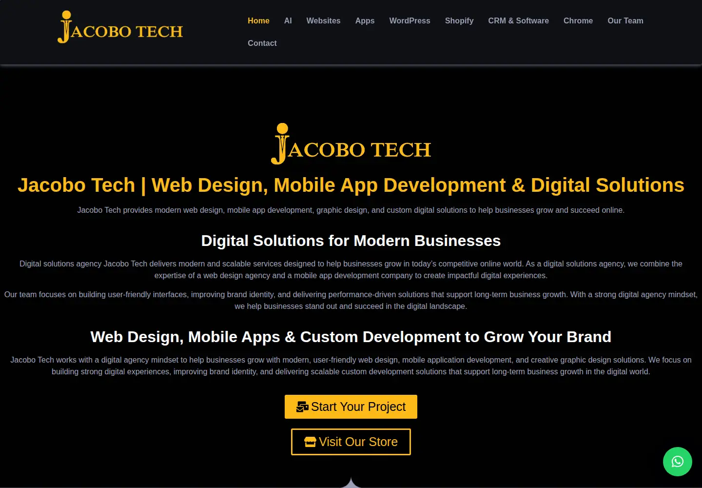 Captured homepage of jacobotech.com in the current scan